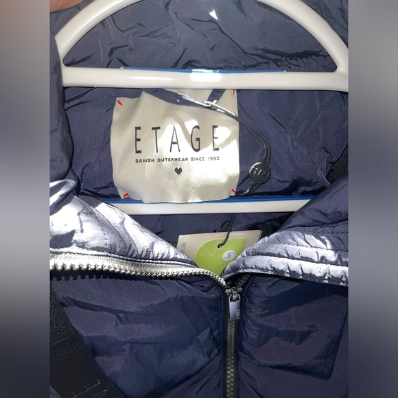 Etage Long Length Puffer Jacket Navy Blue Size 6 - Picture 6 of 7